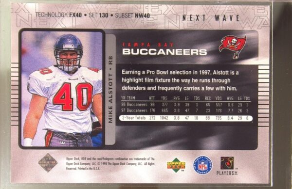 1998 Upper Deck UD3 Mike Alstott #40 Buccaneers - Image 3
