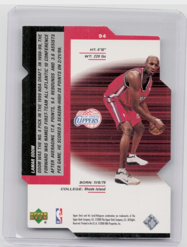 1999-00 Upper Deck Black Diamond Lamar Odom Diamond Cut #94 Clippers - Image 3
