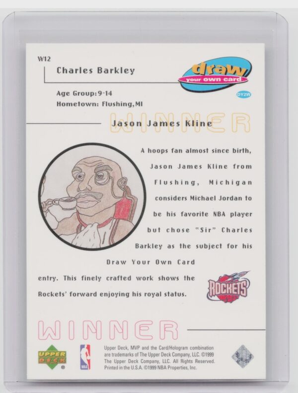 1999-00 Upper Deck MVP Charles Barkley #W12 Rockets Draw Your Own Trading Card W - Image 3