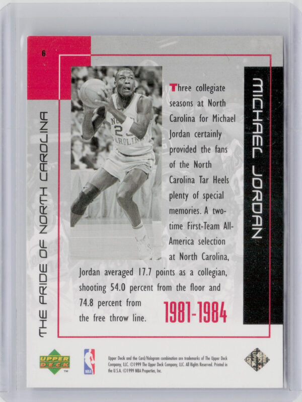 1999-00 Upper Deck Michael Jordan Career Collection Michael Jordan #6 Heels - Image 3