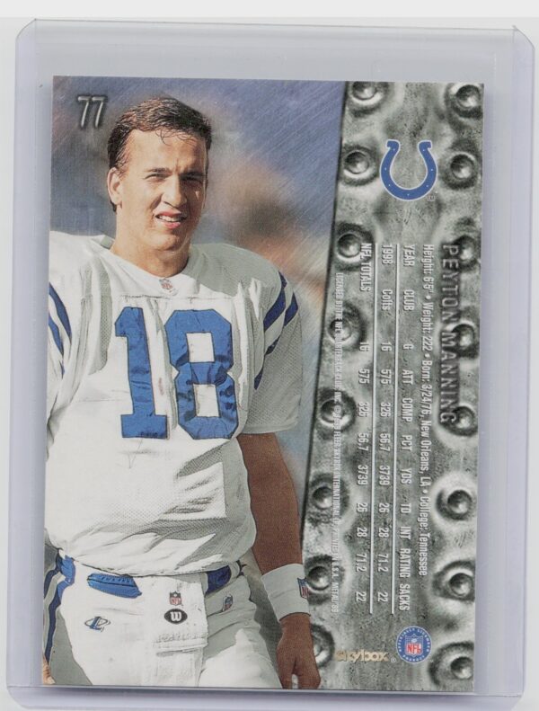 1999 SkyBox Metal Universe Peyton Manning #77 Colts - Image 3