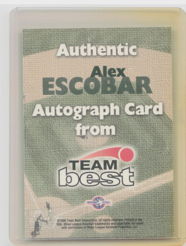 1999 Team Best Rookie Alex Escobar #NNO Bombers Autographs - Image 3