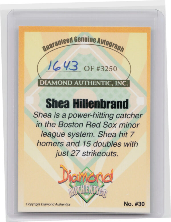 2000 Diamond Authentics Autographs Shea Hillenbrand AU SN3250 #30 Thunder - Image 3