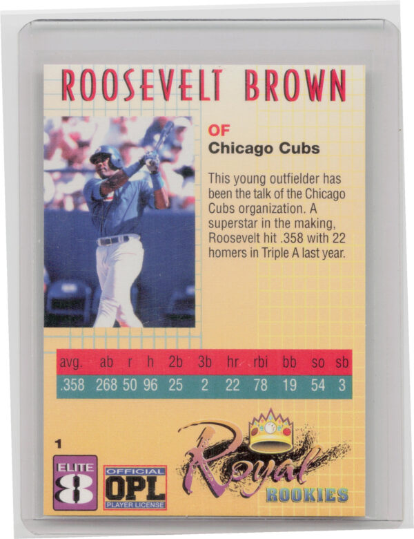 2000 Royal Rookies Roosevelt Brown AU SN2500 #1 Cubs Elite Eight Autographs - Image 3