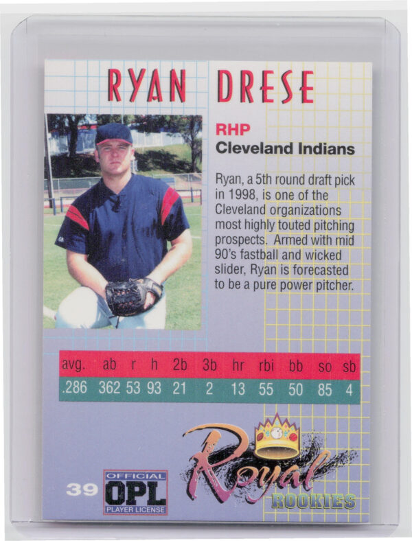 2000 Royal Rookies Ryan Drese AU SN4950 #39 Indians Autographs - Image 3