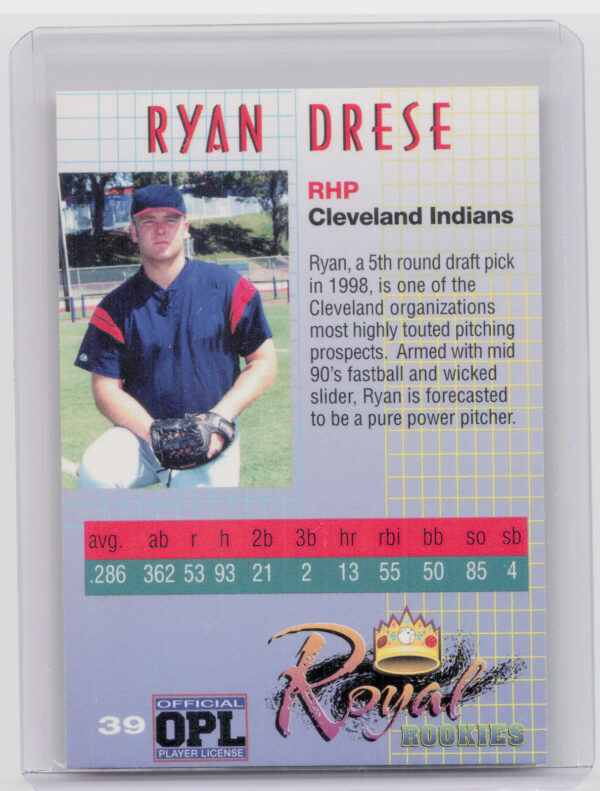 2000 Royal Rookies Ryan Drese AU SN4950 #39 Indians Autographs - Image 3