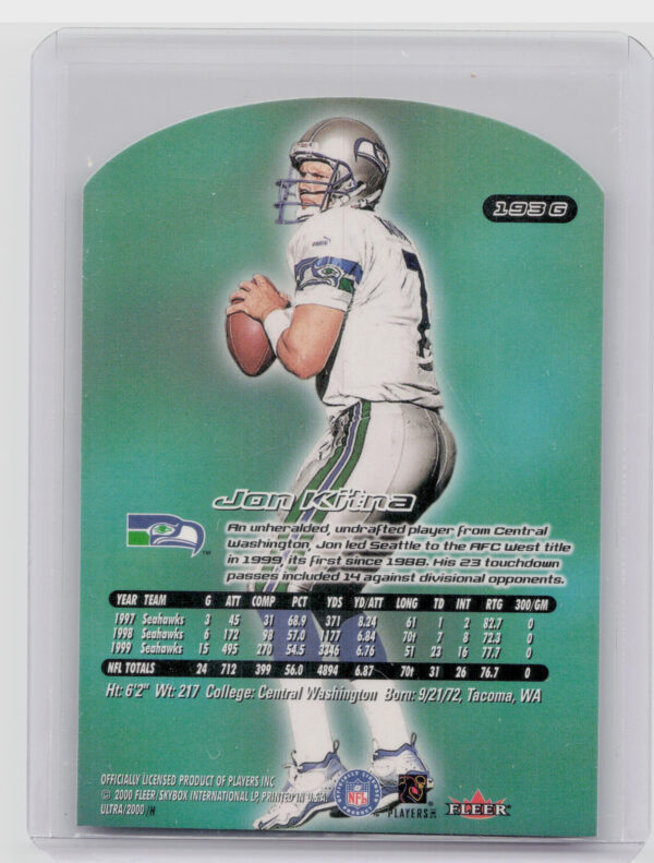 2000 Ultra Jon Kitna Gold Medallion #193G Seahawks - Image 3
