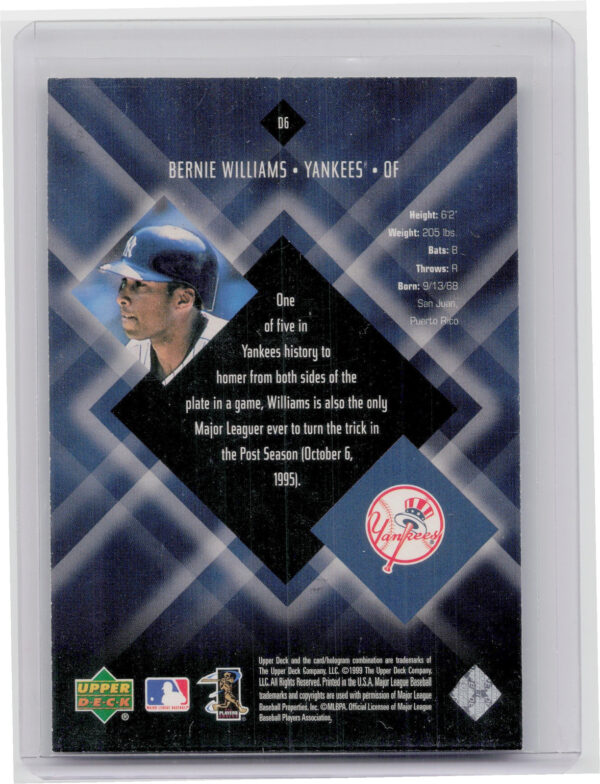 2000 Upper Deck Black Diamond Bernie Williams #D6 Yankees Diamonation - Image 3