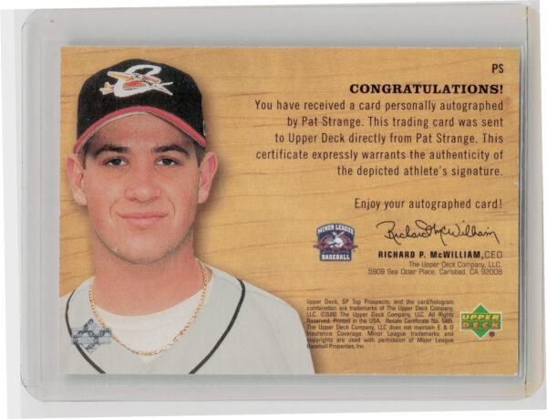 2001 SP Top Prospects Pat Strange AU #PS Bombers Chirography - Image 3