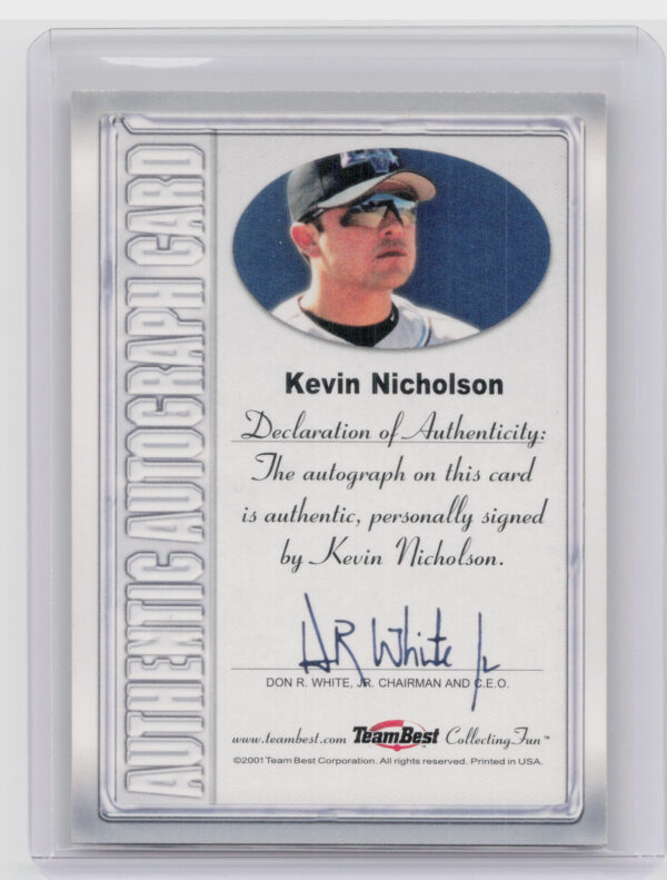 2001 Team Best Kevin Nicholson AU #NNO Stars Autographs - Image 3
