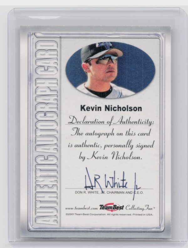 2001 Team Best Kevin Nicholson AU #NNO Stars Autographs - Image 3