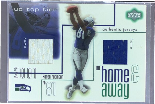 2001 Upper Deck Top Tier Koren Robinson JSY #HA-KR Seahawks Home and Away