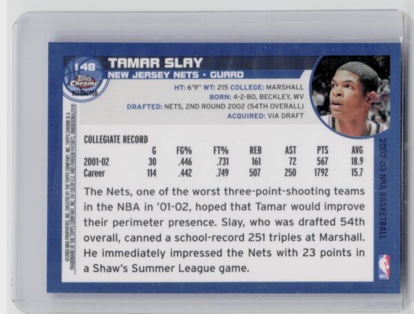 2002-03 Topps Chrome Tamar Slay Refractors #148 Nets - Image 3