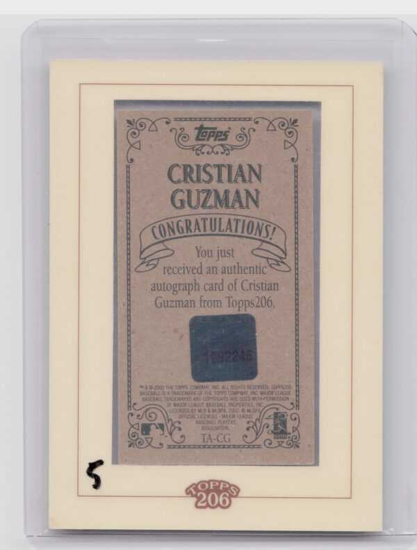 2002 Topps 206 Cristian Guzman AU #TA-CG Twins Autographs - Image 3