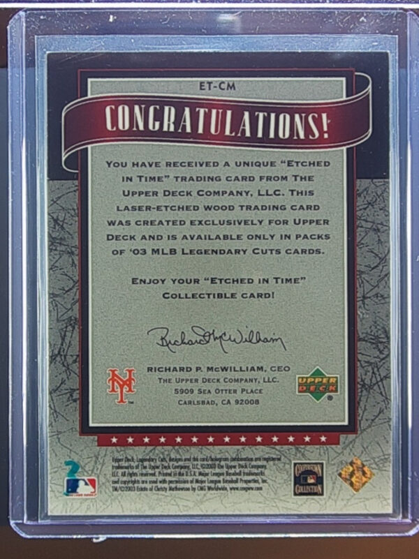 2003 SP Legendary Cuts Christy Mathewson SN400 #ET-CM Giants Etched in Time 400 - Image 3