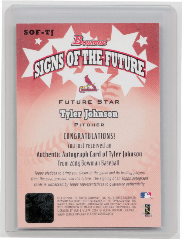 2004 Bowman Tyler Johnson AU #SOF-TJ Cardinals Signs of the Future - Image 3