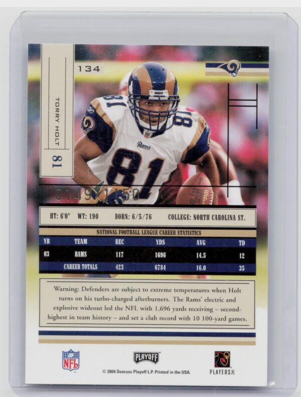 2004 Playoff Absolute Memorabilia Torry Holt Retail #134 Rams - Image 3