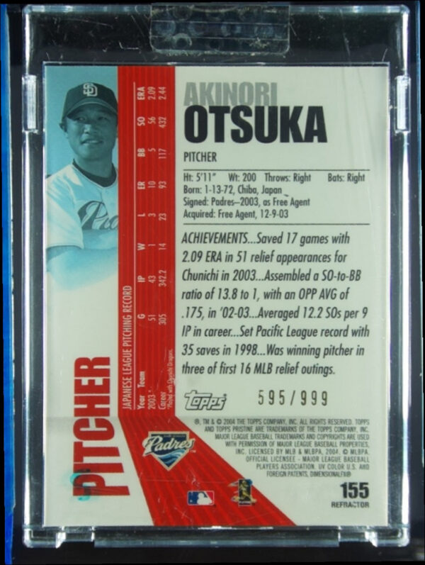 2004 Topps Pristine Akinori Otsuka Refractors SN999 #155 Padres - Image 3
