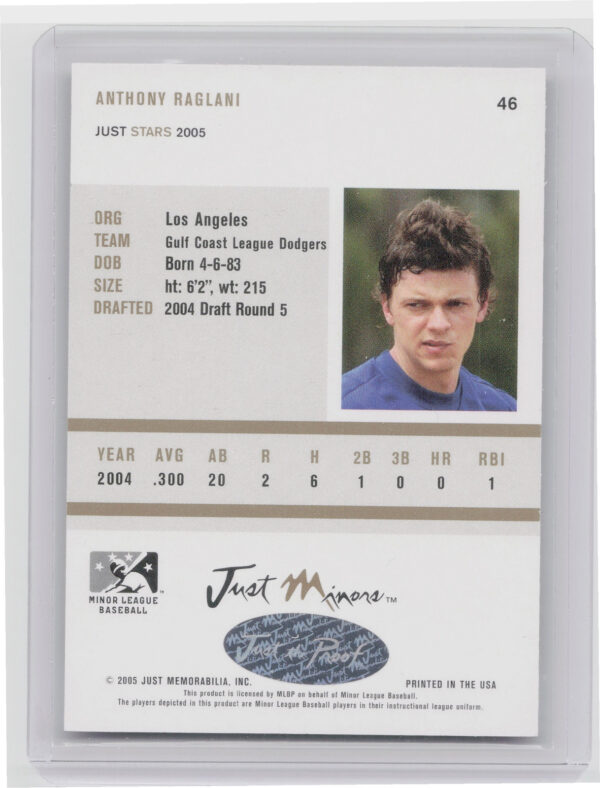2005 Just Stars John Raglani AU #46 Dodgers Autographs - Image 3
