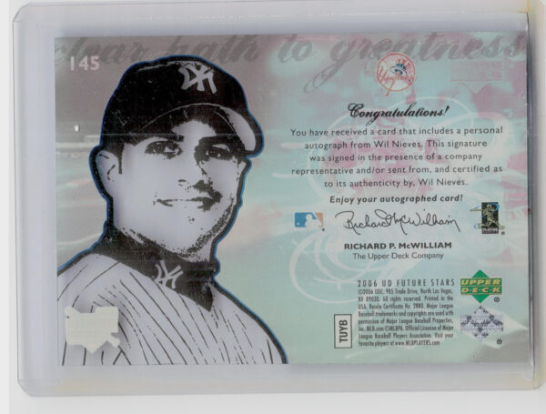 2006 Upper Deck Future Stars Wil Nieves #145 Yankees - Image 3