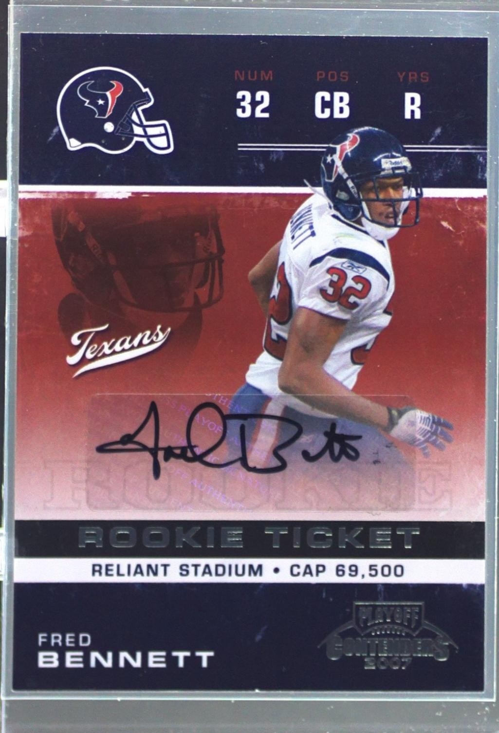 2007 Playoff Contenders Fred Bennett Auto RC #150 Texans