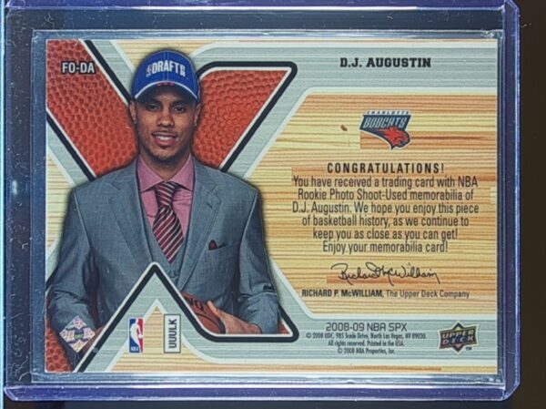 2008-09 SPx D.J. Augustin JSY #FO-DA Bobcats Freshman Orientation - Image 3