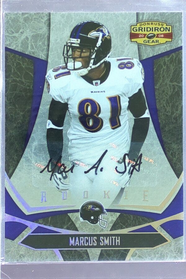 2008 Donruss Gridiron Gear Marcus Smith Auto /50 #164 Autographs Gold Holofoil