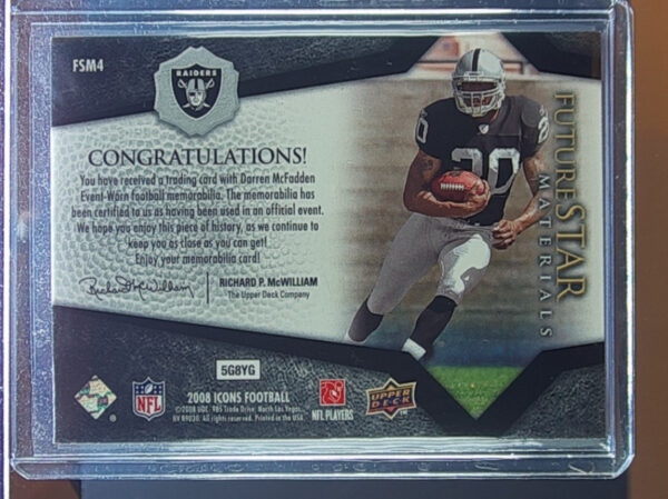 2008 Upper Deck Icons Darren McFadden MEM #FSM4 Raiders Future Stars Materials - Image 3