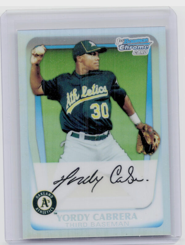2011 Bowman Yordy Cabrera SN799 #BCP97 Athletics Chrome Prospects Refractors