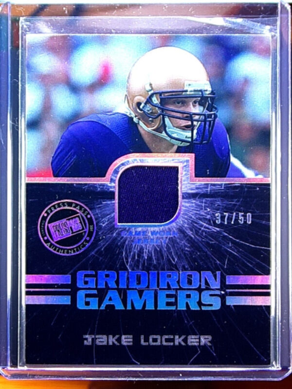 2011 Press Pass Jake Locker SN50 MEM #GG-JL Huskies Gridiron Gamers Jerseys Holo