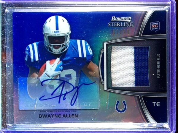 2012 Bowman Sterling Dwayne Allen AUTO /99 JSY #BSAR-DA Colts Blue Refractor
