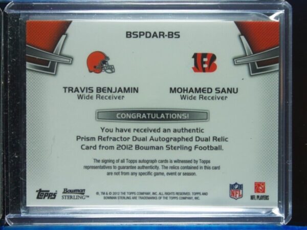 2012 Bowman Sterling Travis Benjamin / Mohamed Sanu AU MEM SN110 #BSPDAR-BS Brow - Image 3