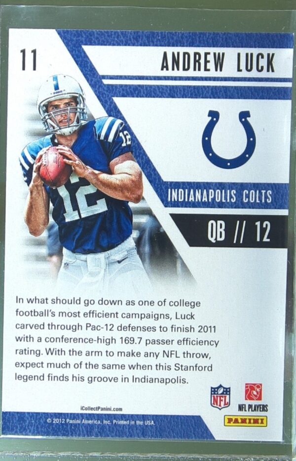 2012 Panini Player of the Day Andrew Luck RC #11 Colts - Image 3