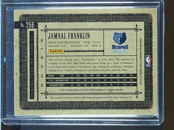 2013-14 Gold Standard jamaal franklin RC Auto JSY #256 Grizzlies - Image 3