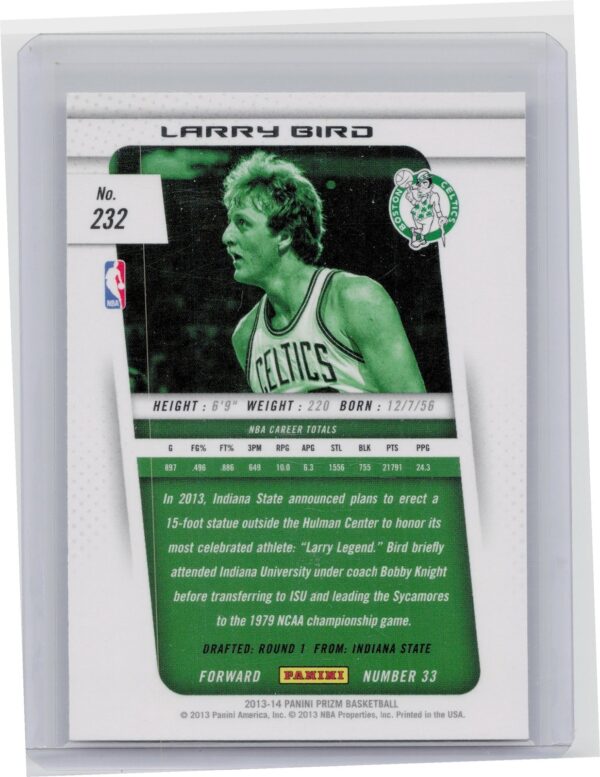 2013-14 Panini Prizm Larry Bird #232 Celtics - Image 3