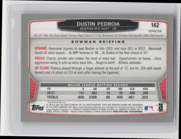2013 Bowman Chrome Dustin Pedroia Green Refractors #162 Sox - Image 3