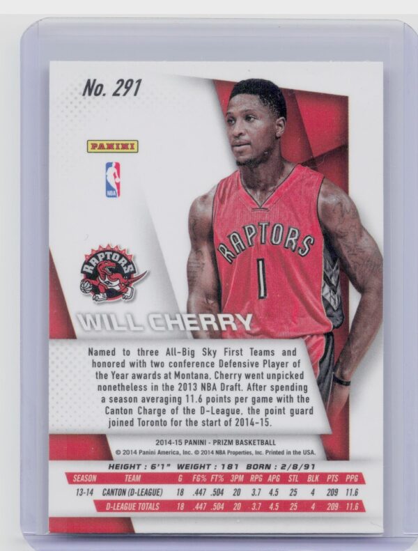 2014-15 Prizm Will Cherry RC #291 Raptors - Image 3