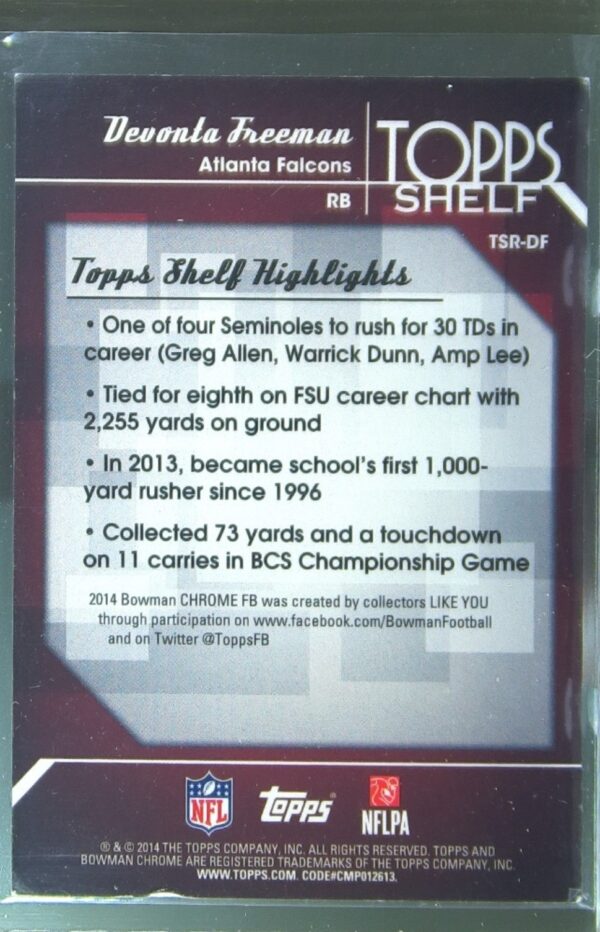 2014 Bowman Chrome Devonta Freeman RC #TSR-DF Falcons Topps Shelf Rookies - Image 3