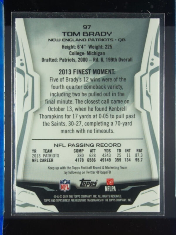 2014 Finest Tom Brady #97 Patriots - Image 3