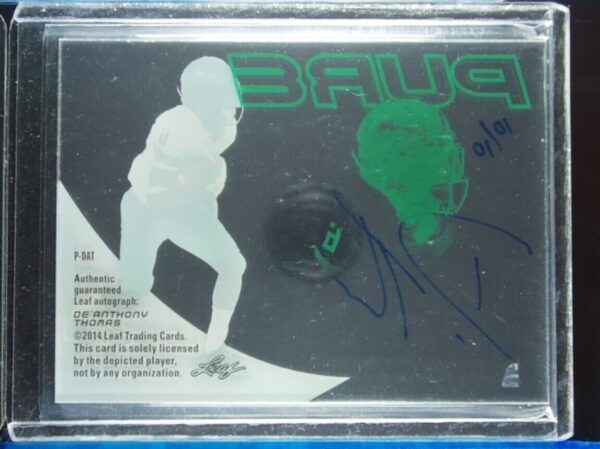2014 Leaf Trinity De'Anthony Thomas AU SN10 #PDAT Ducks Pure Autographs Green - Image 3