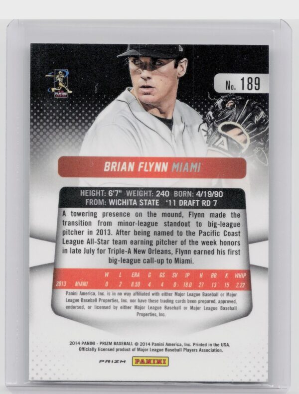 2014 Prizm Brian Flynn Prizms #189 Marlins - Image 3