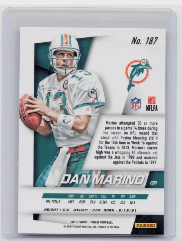 2014 Prizm Dan Marino #187 Dolphins - Image 3