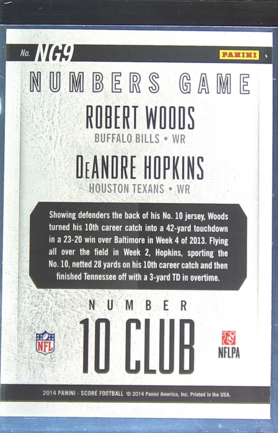 2014 Score Robert Woods / DeAndre Hopkins #NG9 Texans Numbers Game - Image 3
