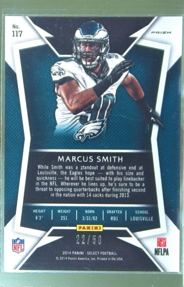 2014 Select Marcus Smith Prizm Blue /50 RC #117 Eagles - Image 3