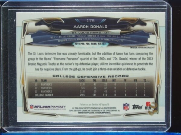 2014 Topps Chrome Aaron Donald Xfractors #175 Rams - Image 3