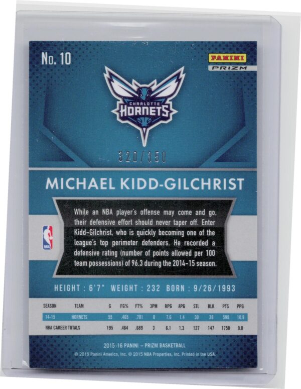 2015-16 Prizm Michael Kidd-Gilchrist Ruby Wave Prizms /350 #10 Hornets - Image 3