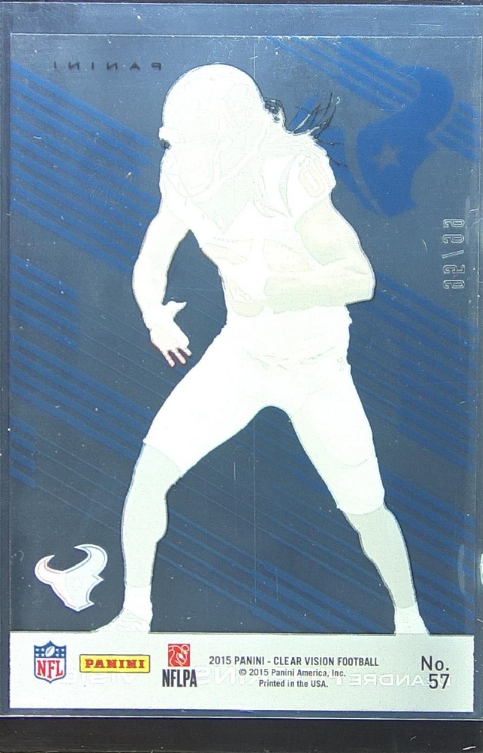 2015 Clear Vision DeAndre Hopkins Blue /99 #57 Texans - Image 3