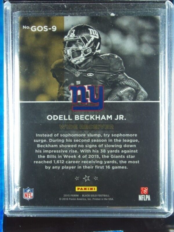 2015 Panini Black Gold Odell Beckham Jr. SN99 #GOS-9 Giants Gold Stars White Gol - Image 3