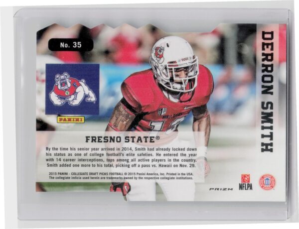 2015 Prizm Collegiate Draft Picks Derron Smith #35 Bulldogs D Fence Die Cuts - Image 3