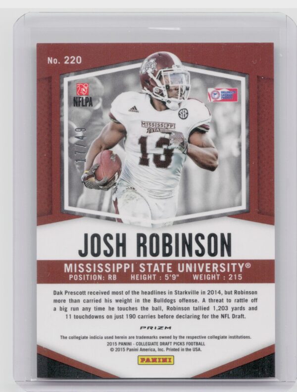 2015 Prizm Collegiate Draft Picks Josh Robinson Prizms Tie Dyed /49 #220 Bulldo - Image 3